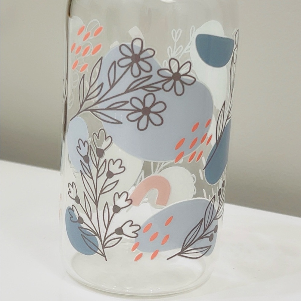 Blue and Pink Floral Accent Vase
